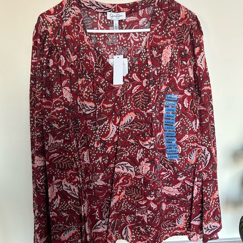 Jessica Simpson Floral Red and Pink Blouse